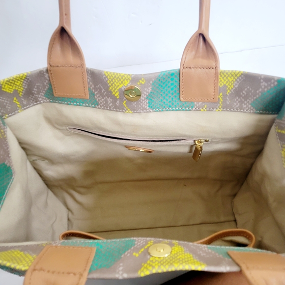 Tory Burch Multicolor Snake Printed Coated Canvas and Leather Handles Ella Tote - Picture 9 of 13